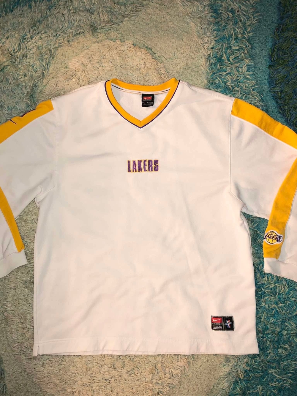 Vintage 90s Nike Los Angeles Lakers V-neck long-sleeve warm-up sweatshirt